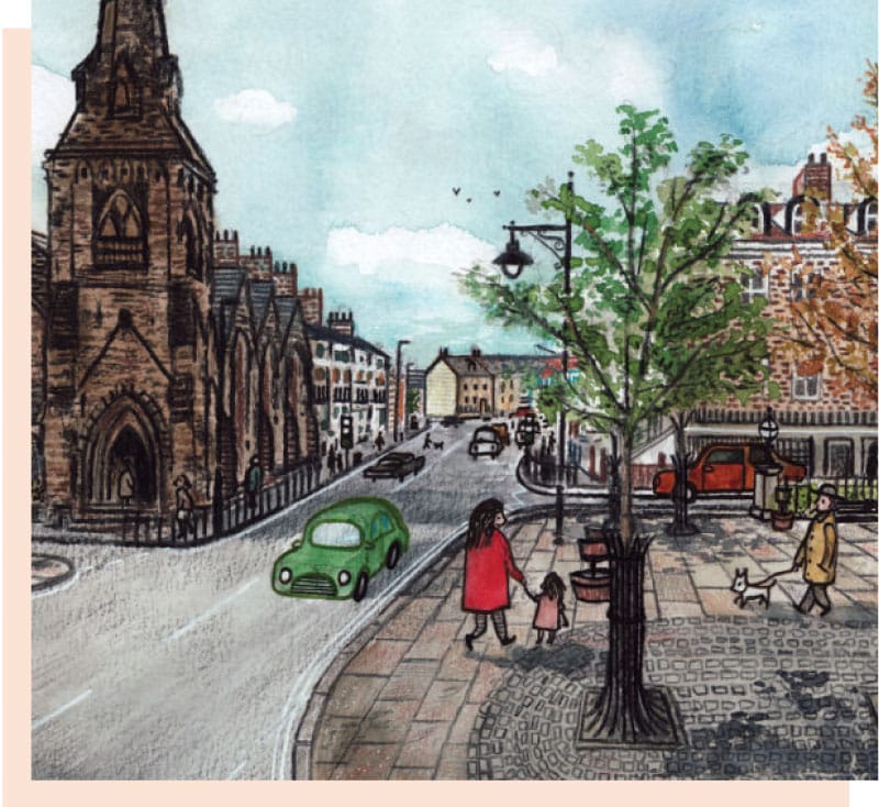 A parent and child on a North East high street