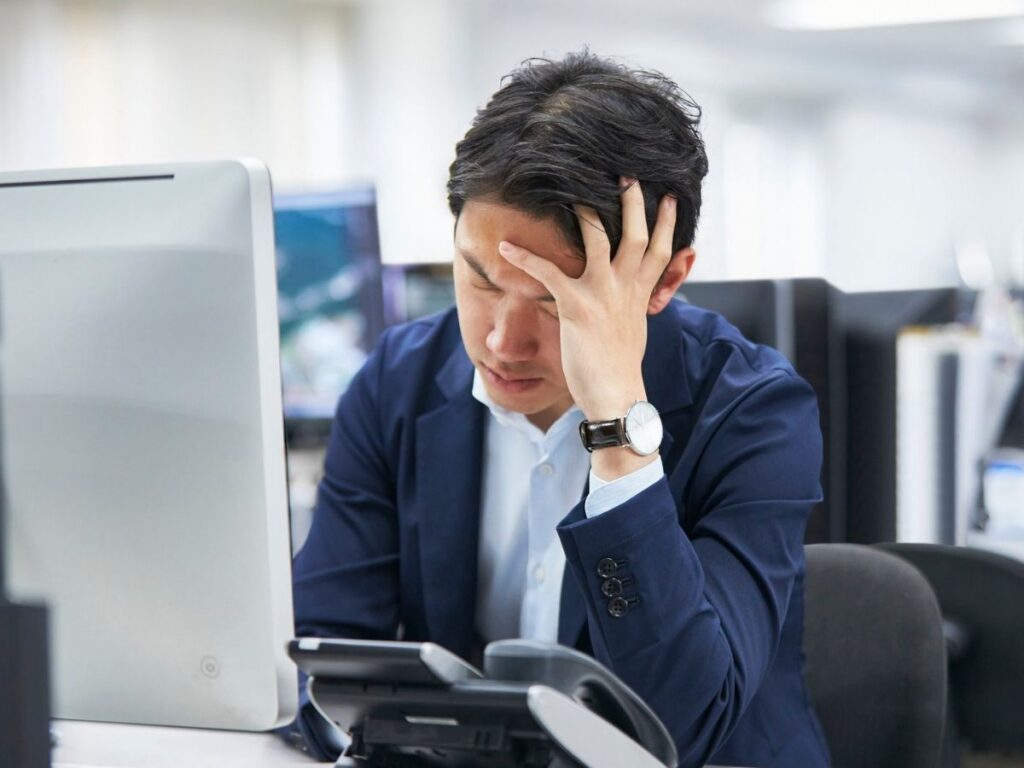 Stressed office worker deadline anxiety