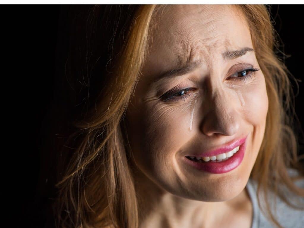 emotional person crying
